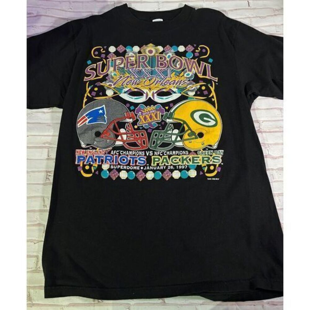 VTG 90s NFL Super Bowl 31 XXXI Green Bay Packers VS‎ New England Patriots 1996 L